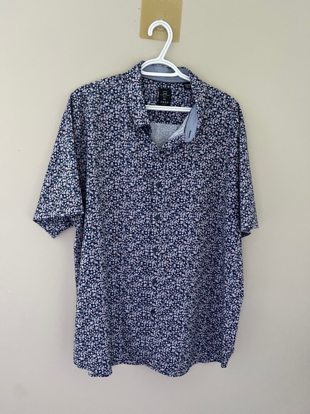 Michael Strahan Slim Fit Floral Print Short Sleeve Button Up Shirt XXL